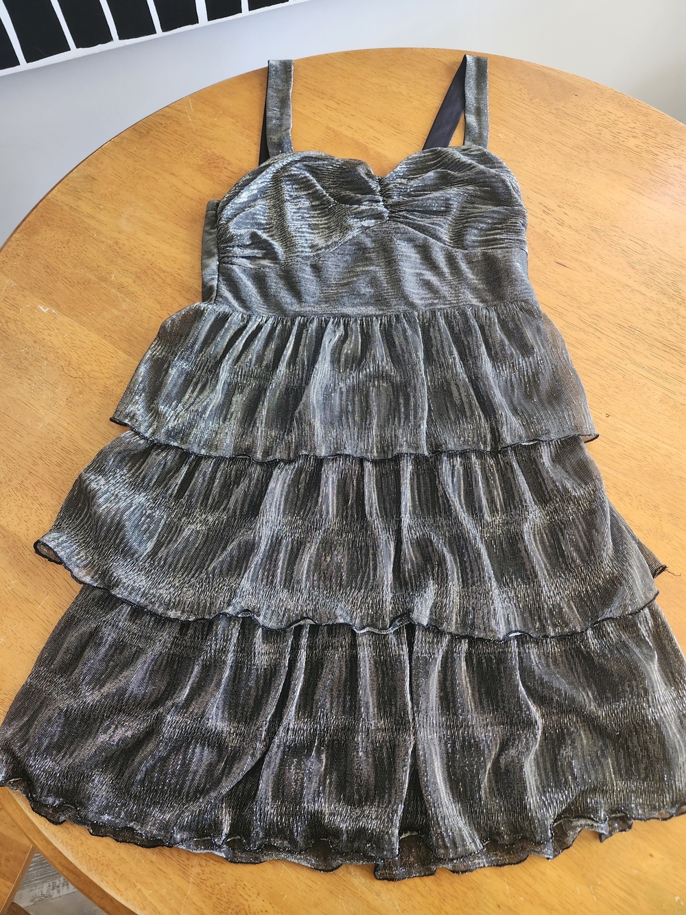 Metallic Tiered Ruffle Mini Dress | Sweetheart Neck | Party Cocktail Dress
